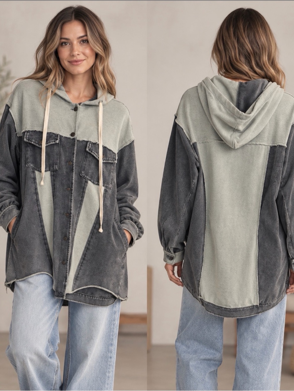 POL Two-Tone Hooded Jacket (121156) 🍂 ☀️